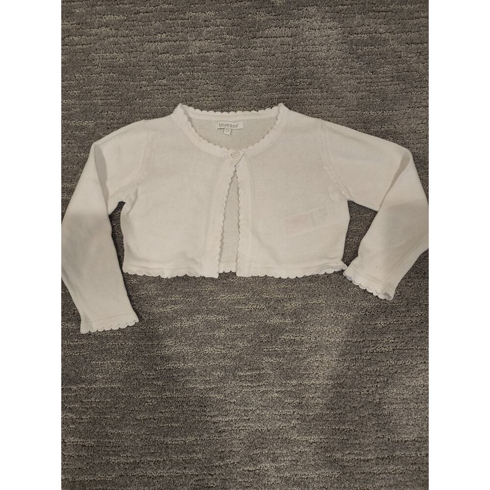 Bluezoo Girls White Cropped Cardigan Sz 3/4Y